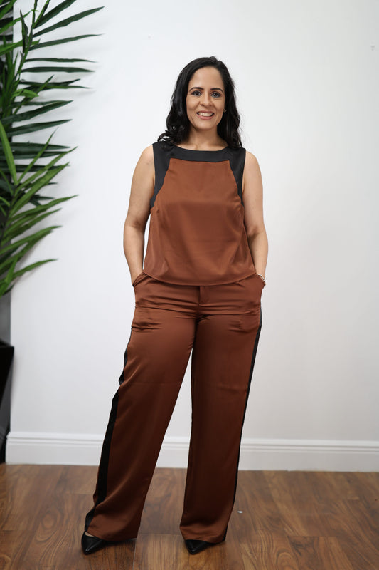 Isa Satin Top and Pants Set