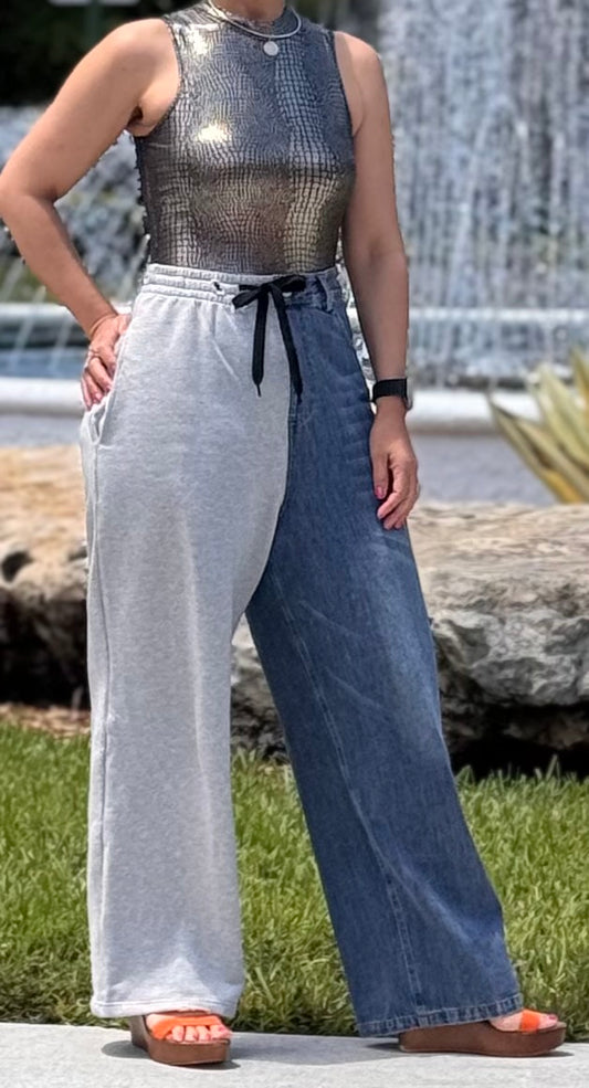 DOUBLE CONTRAST JEAN PANTS