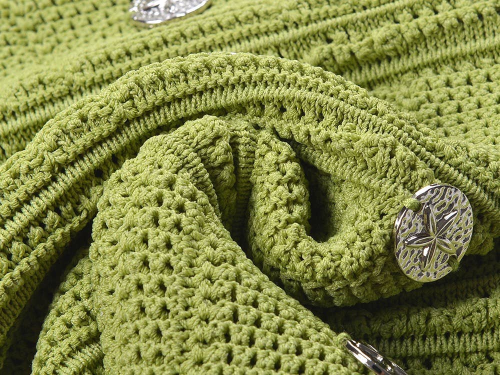 SET-36 Chic Summer Waist Tassel Knitted Skirt and Vest Set