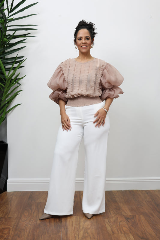 Blush elegance Ruffle Blouse