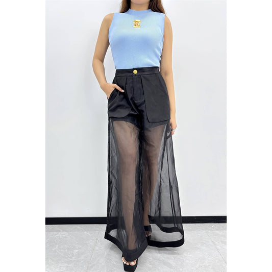 Midnight Illusion Sheer Palazzo Pants