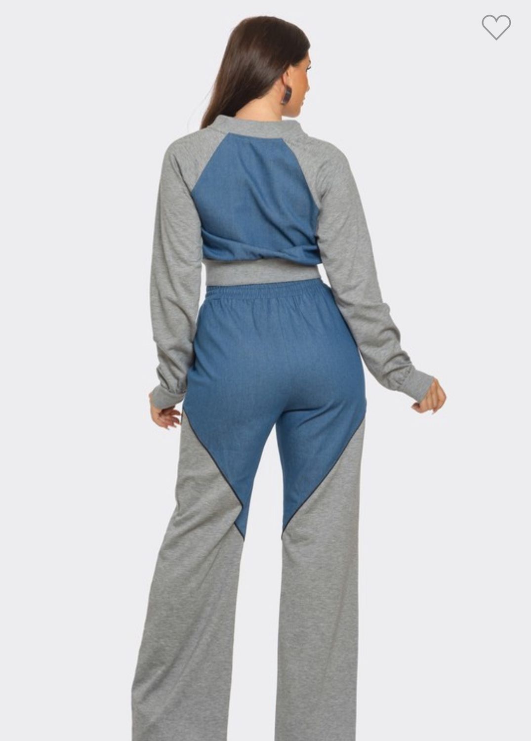 Conjunto de chaqueta y pantalón con detalle de ribete de organza de Sarah Denim