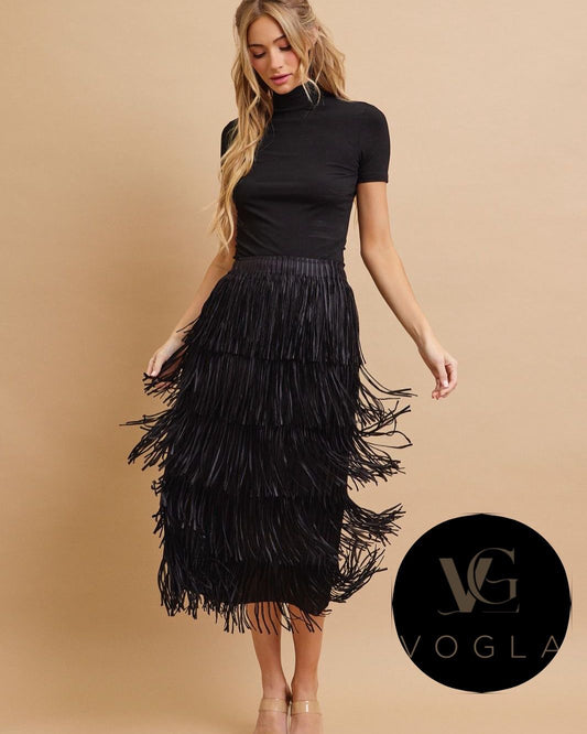 Lorena Tiered Fringe Skirt