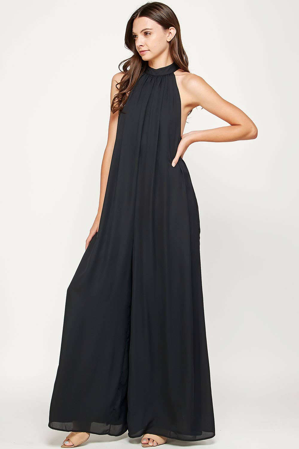 Halter Neck Flared Jumpsuit