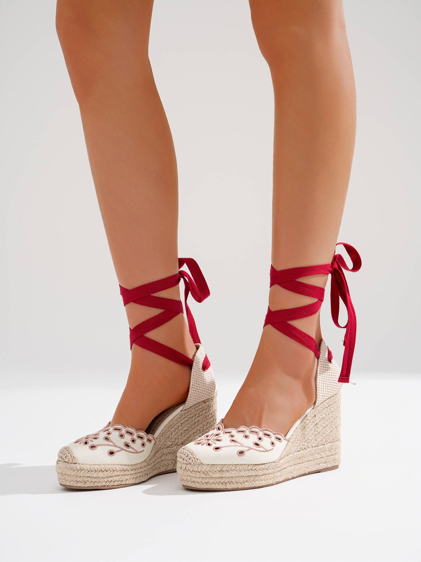 Floral Embroidery High Wedge Espadrille Sandals
