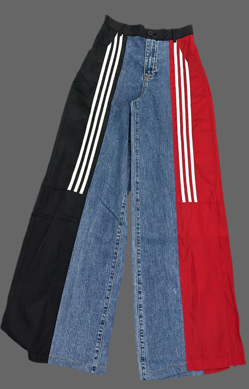 Denim Black & Red Jeans