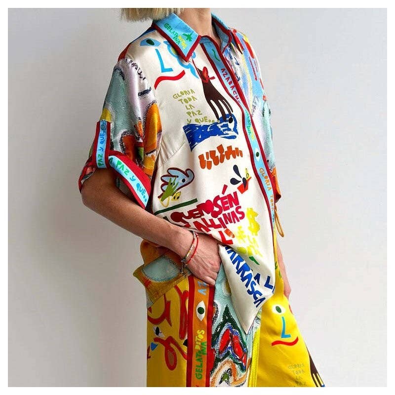 Stylish Printed Short Sleeve Pants Set