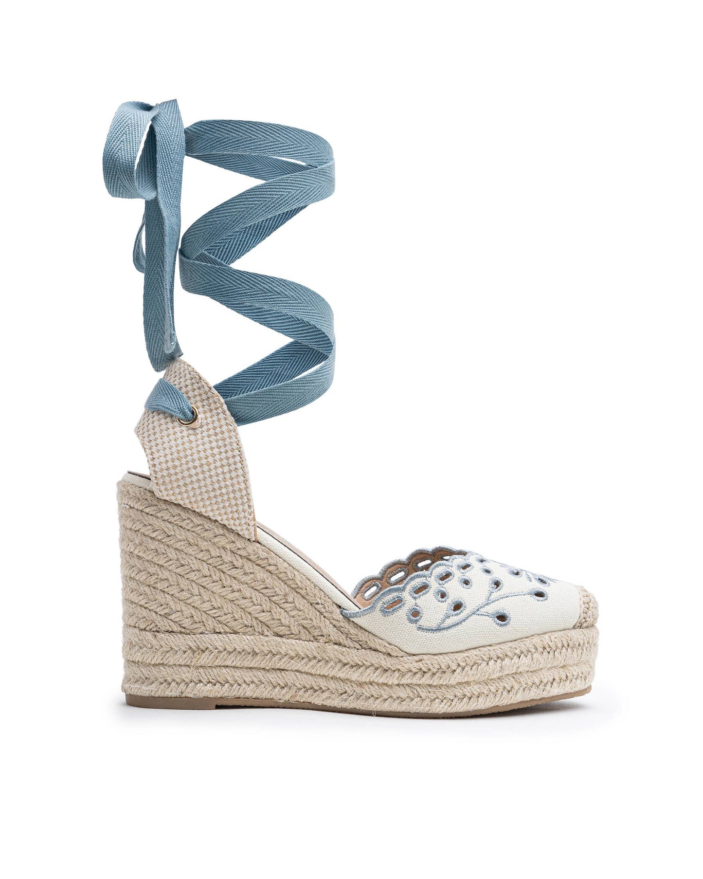 Floral Embroidery High Wedge Espadrille Sandals