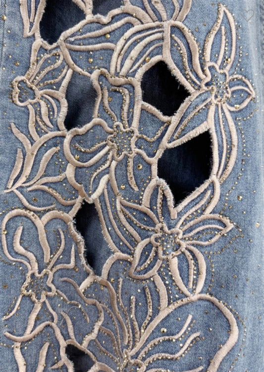 Floral Reverie Embellished Denim