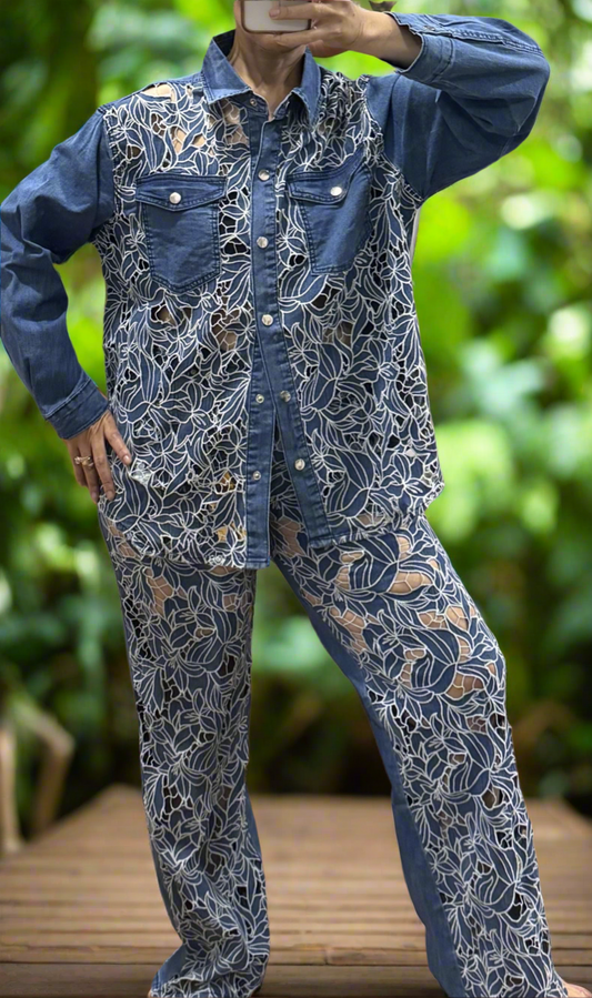 Nola Embroidery flower pants