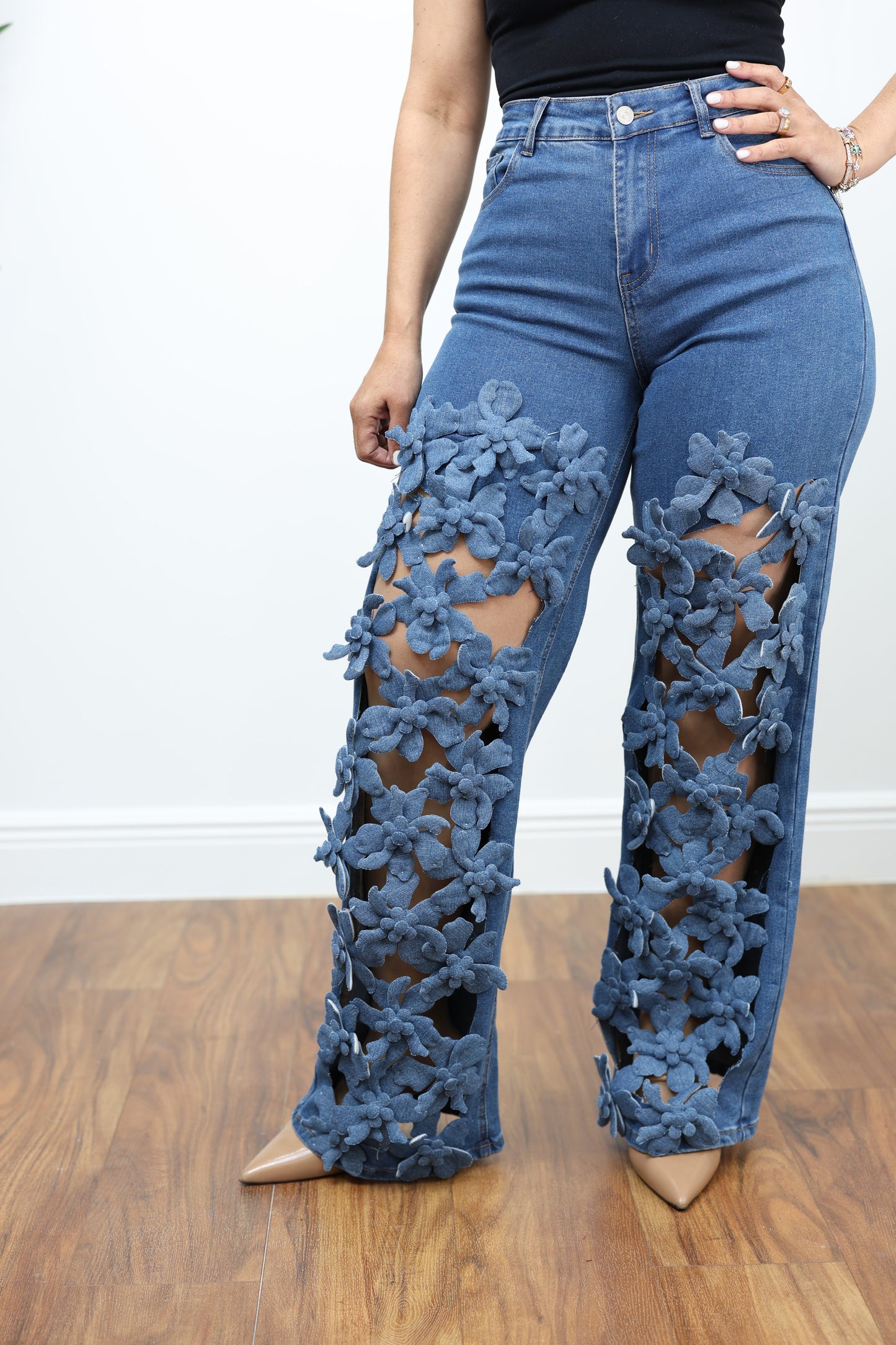 A la Moda Floral Jeans
