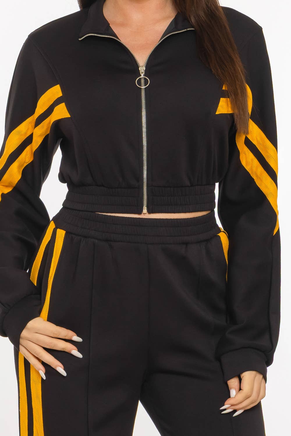 Scuba Sports Mesh Tape Front Zip Up Jacket And Pants Set