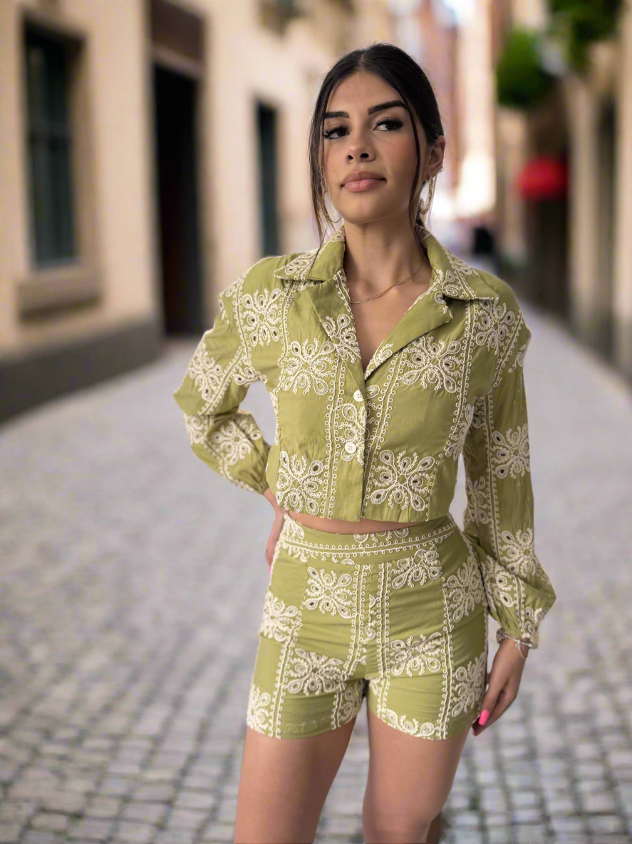 Claudia Cropped Top Blazer & Shorts Set