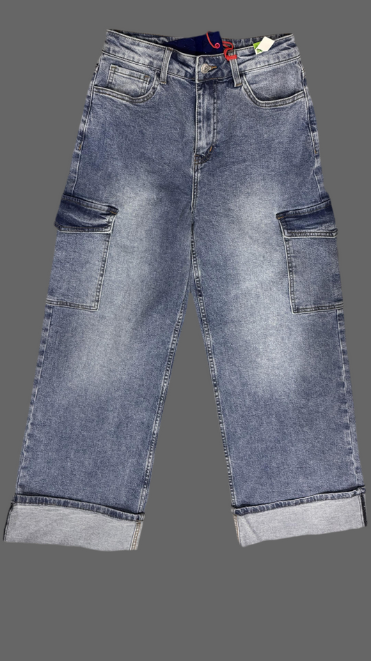 Cuff Cargo WIDE LEG JEANS