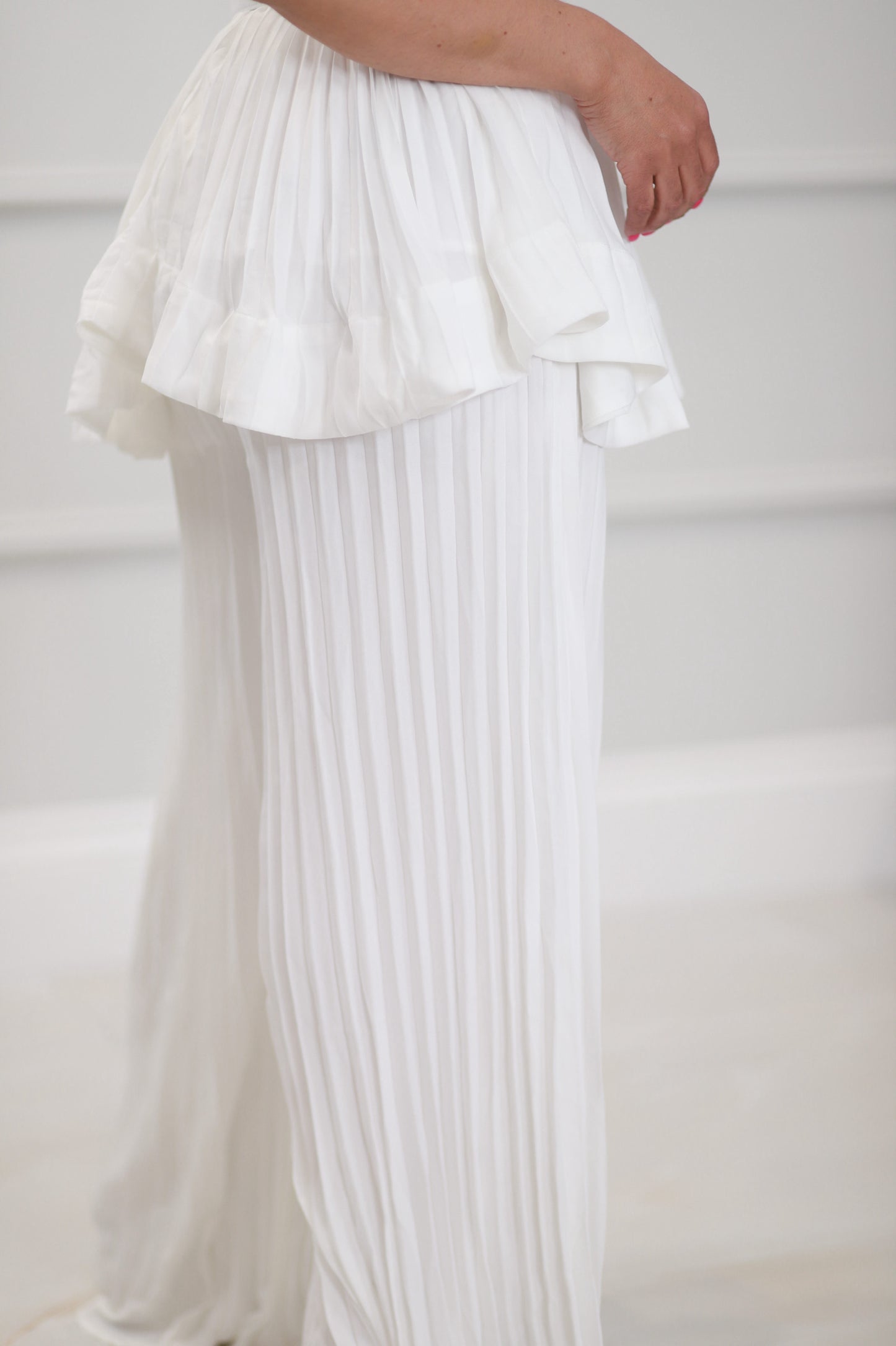 Bladimira 2Pcs Pleated pants and Top SET