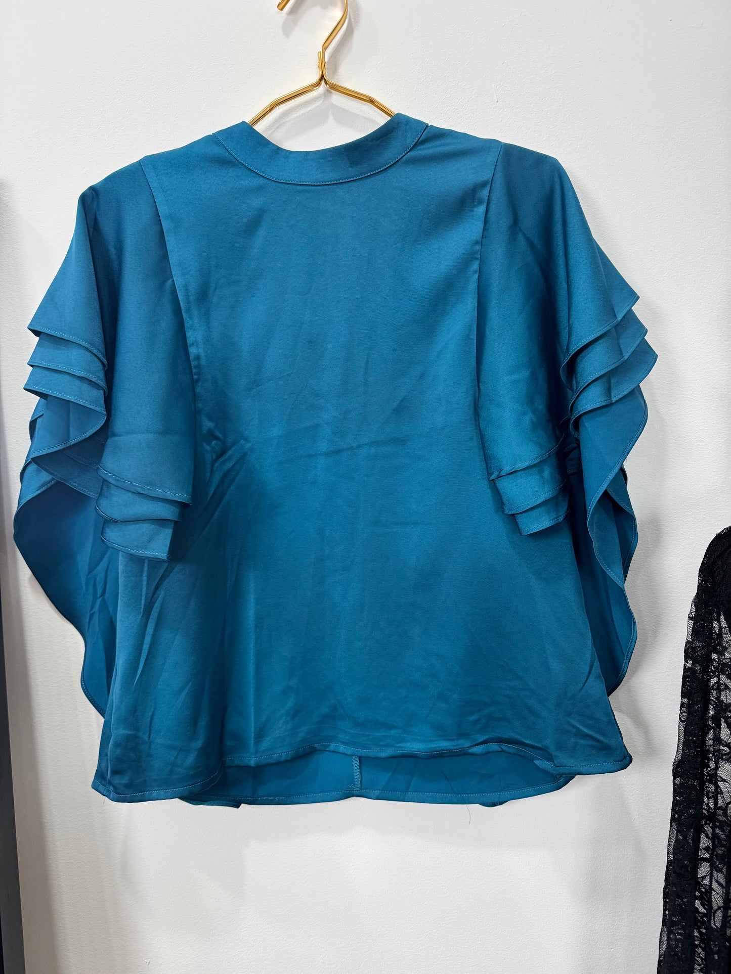 Satin Flutter Sleeve Blouse