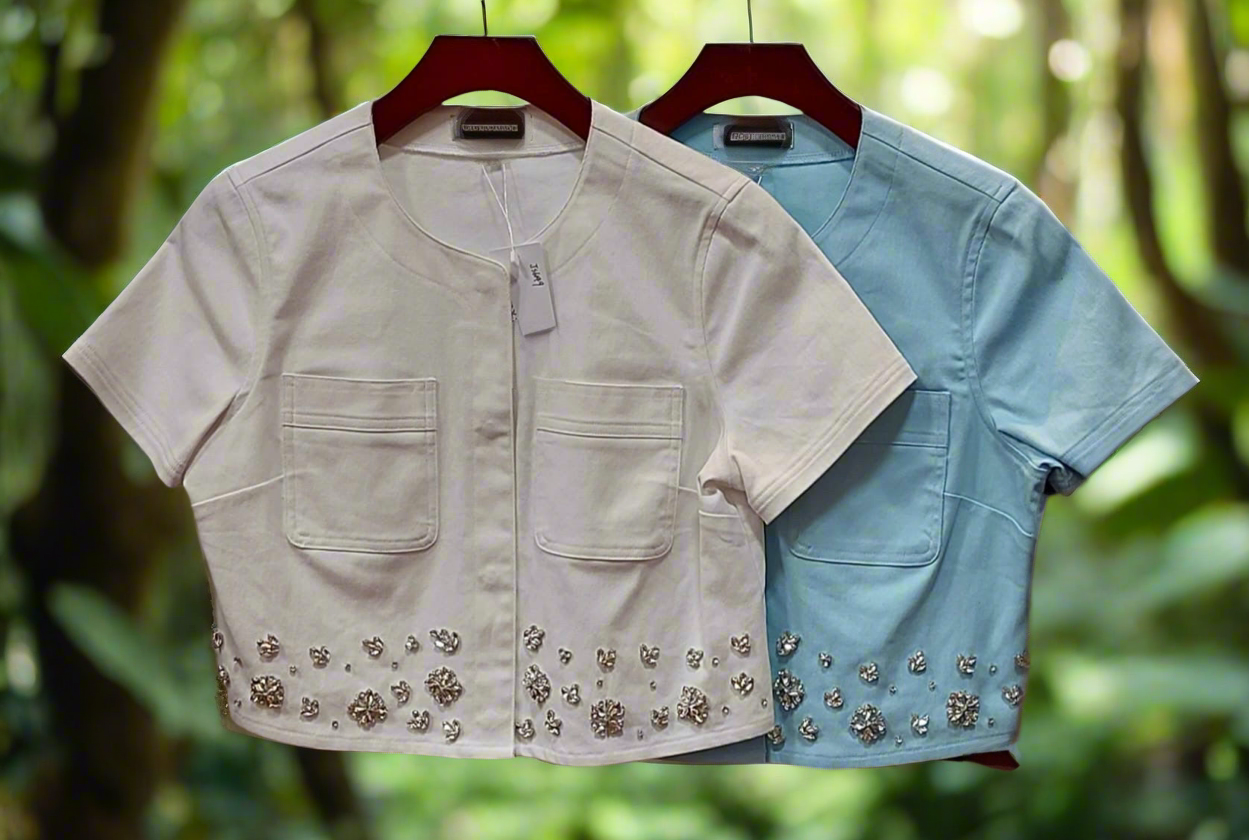 Silvana Rhinestone Cropped Jacket & Pants Set