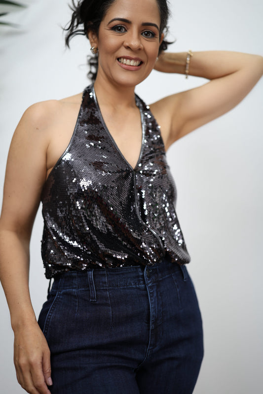 Halter Sequin Bodysuit