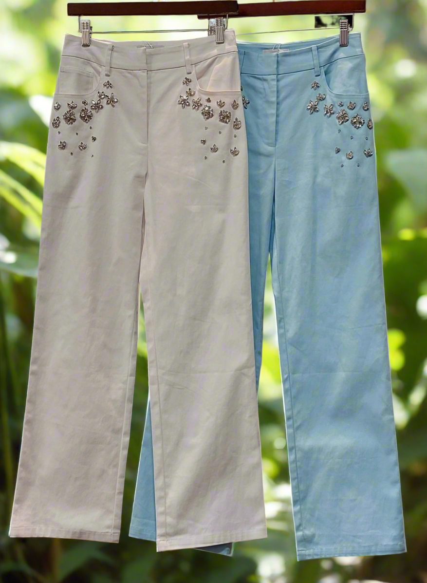 Silvana Rhinestone Cropped Jacket & Pants Set