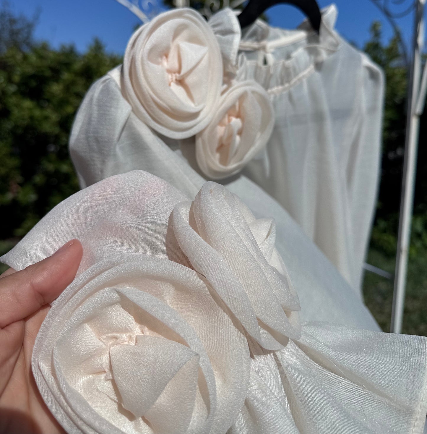 Fior Floral Puff Sleeve Chiffon Blouse