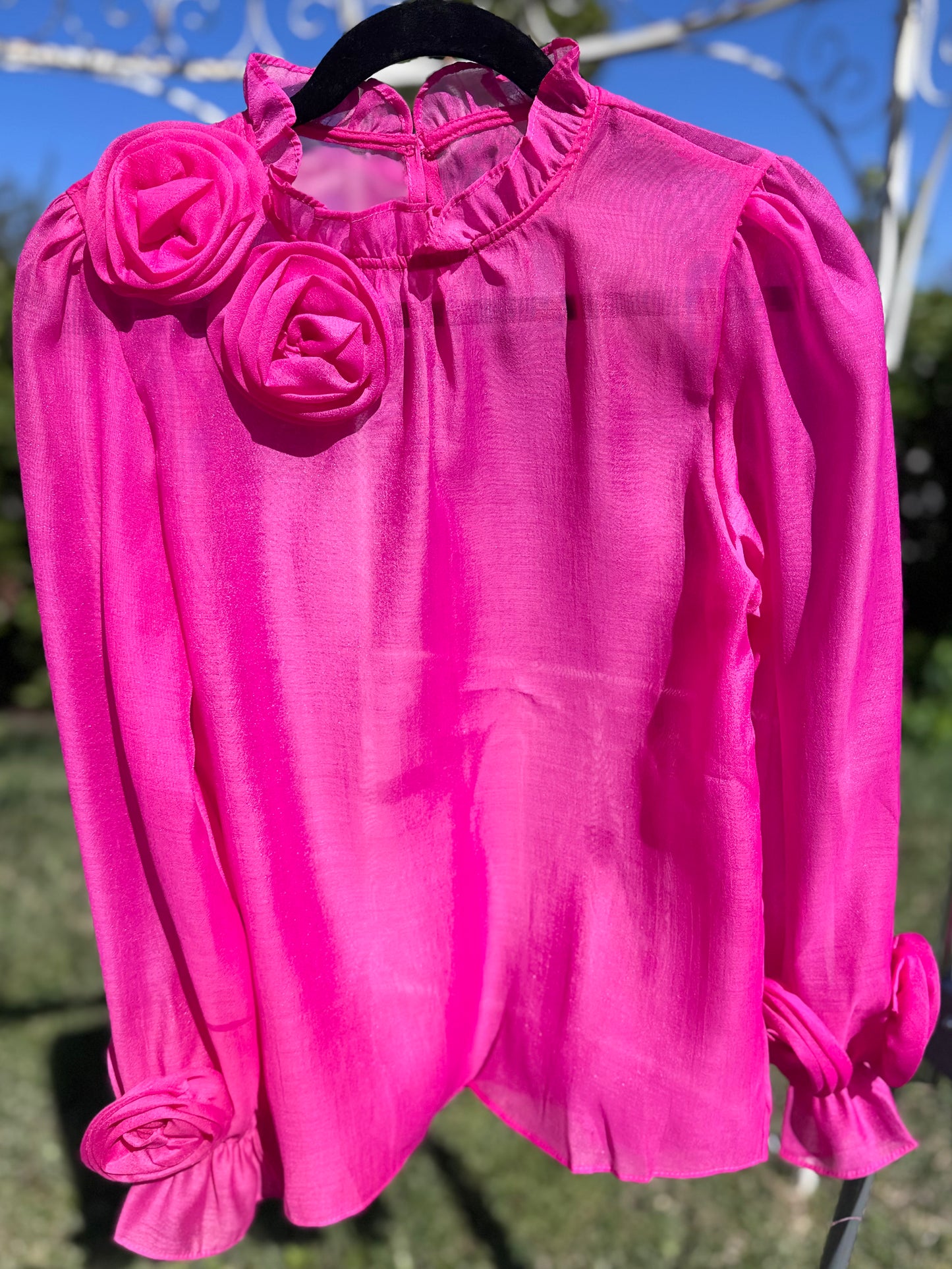 Fior Floral Puff Sleeve Chiffon Blouse