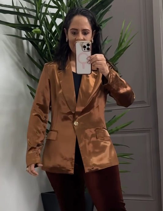 Satin Luxe Blazer Bronze Edition