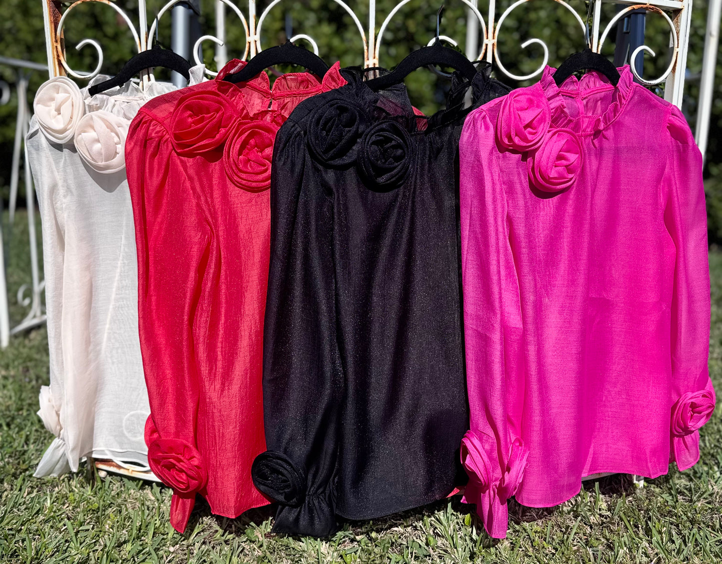 Fior Floral Puff Sleeve Chiffon Blouse