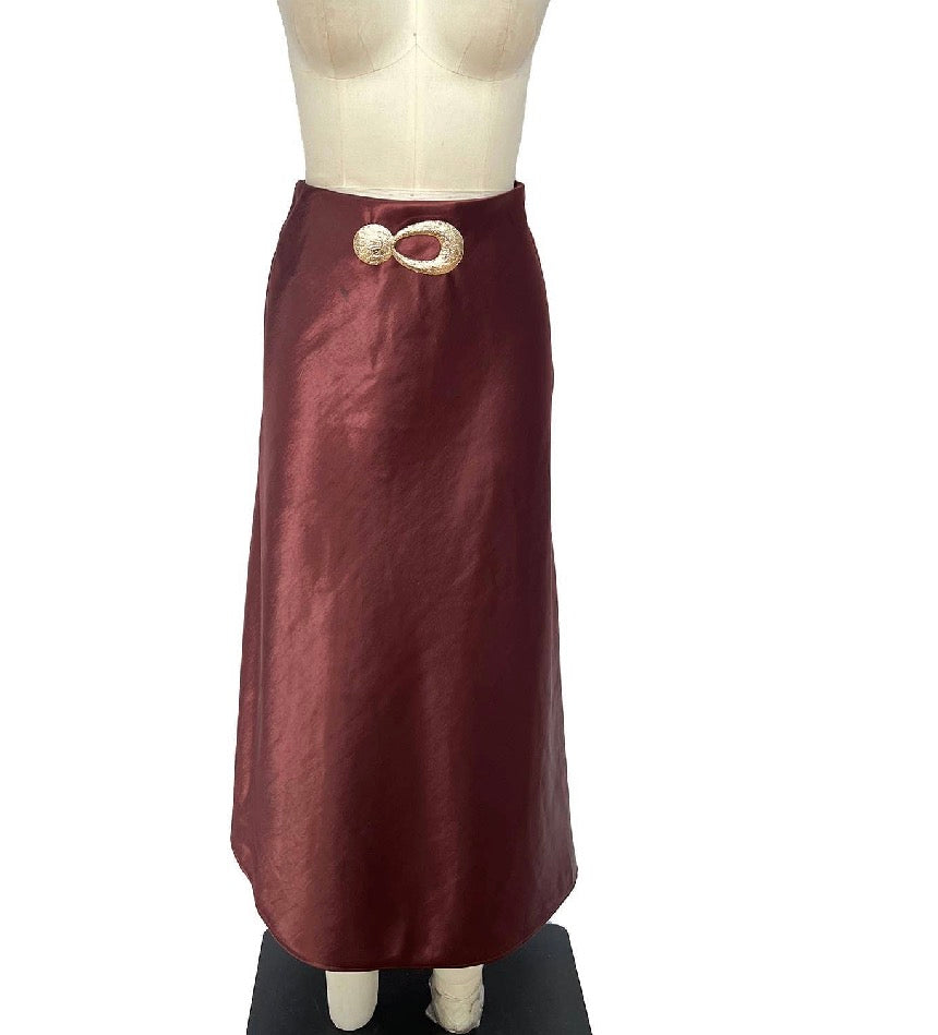 Golden Loop Satin Skirt