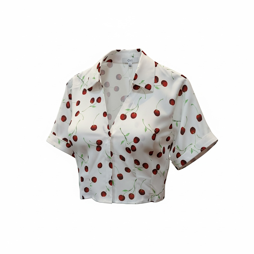 Cherry Luxe Cropped Blouse