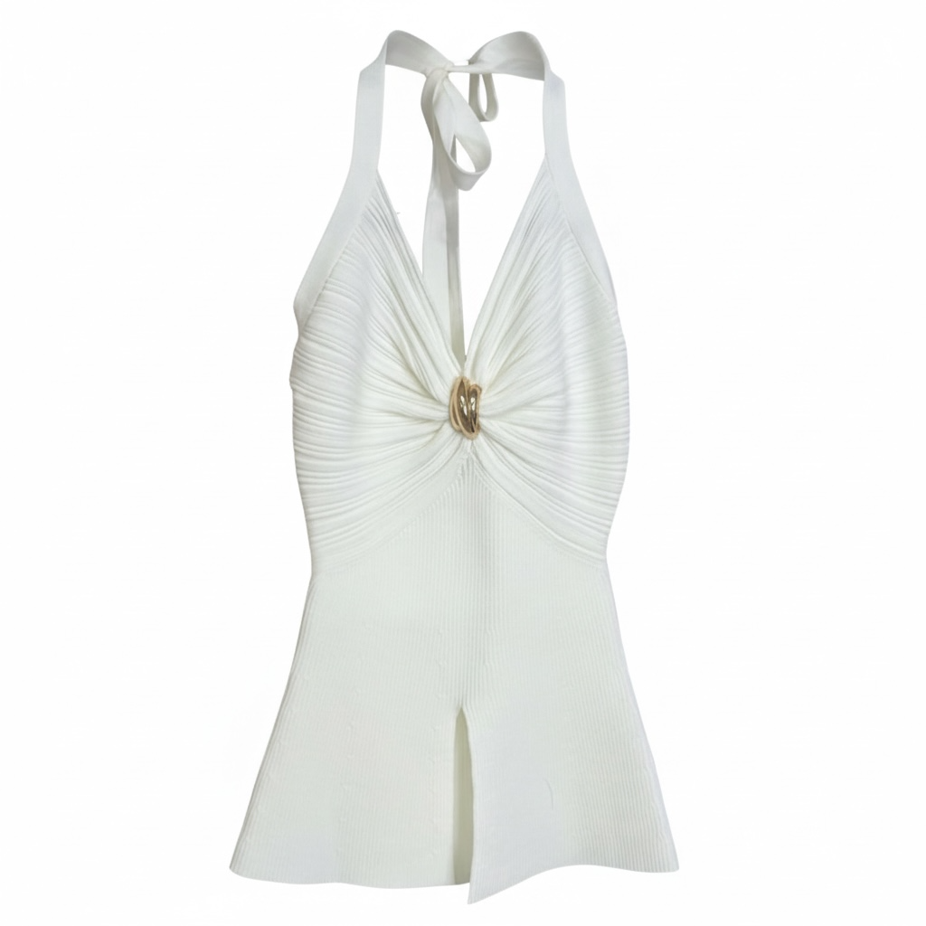 Noir Allure Halter Knit Top