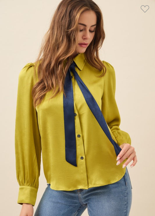 Rafaela Textured Satin Blouse with Bow