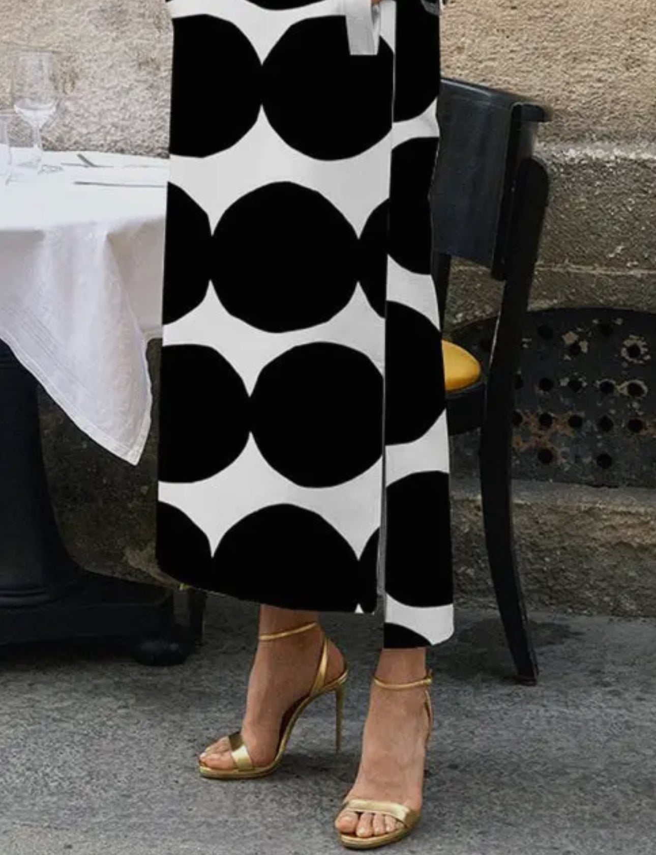 Long Sleeve Polka Dot Loose Midi Dress
