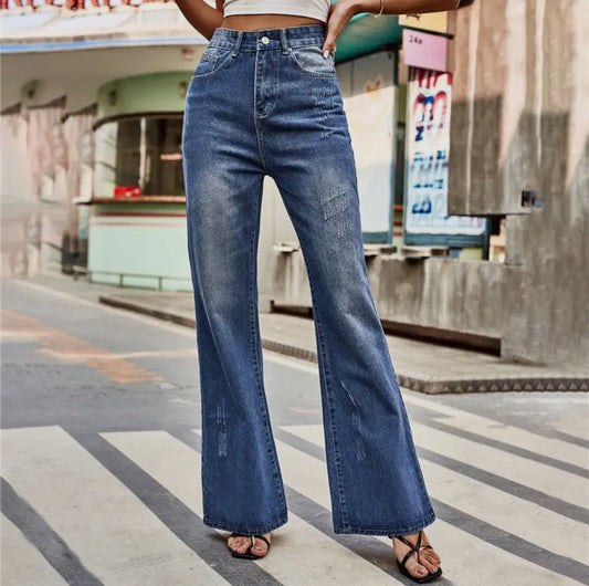 Rosaura High -Waisted Stone Wash Bootcut Jeans