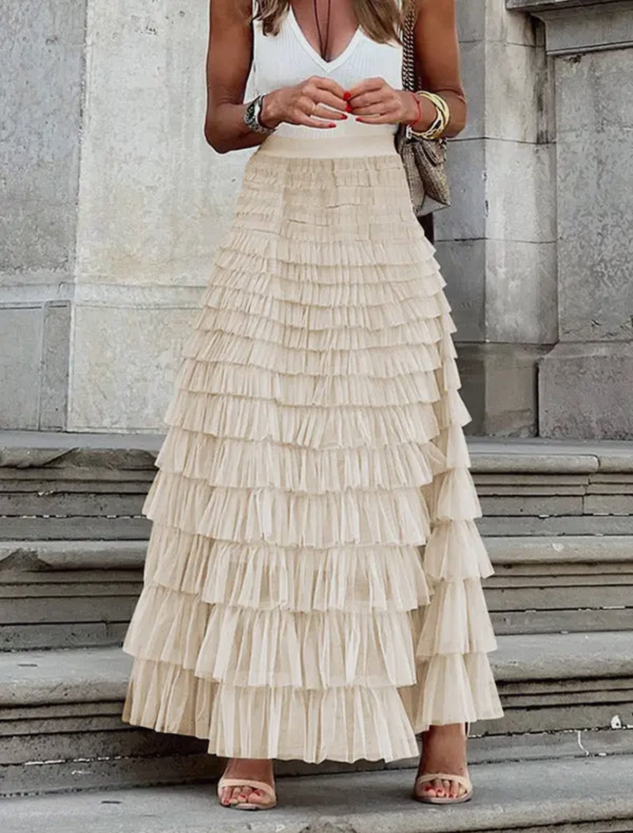 Lila High Waisted Tulle Puffy Midi Skirt