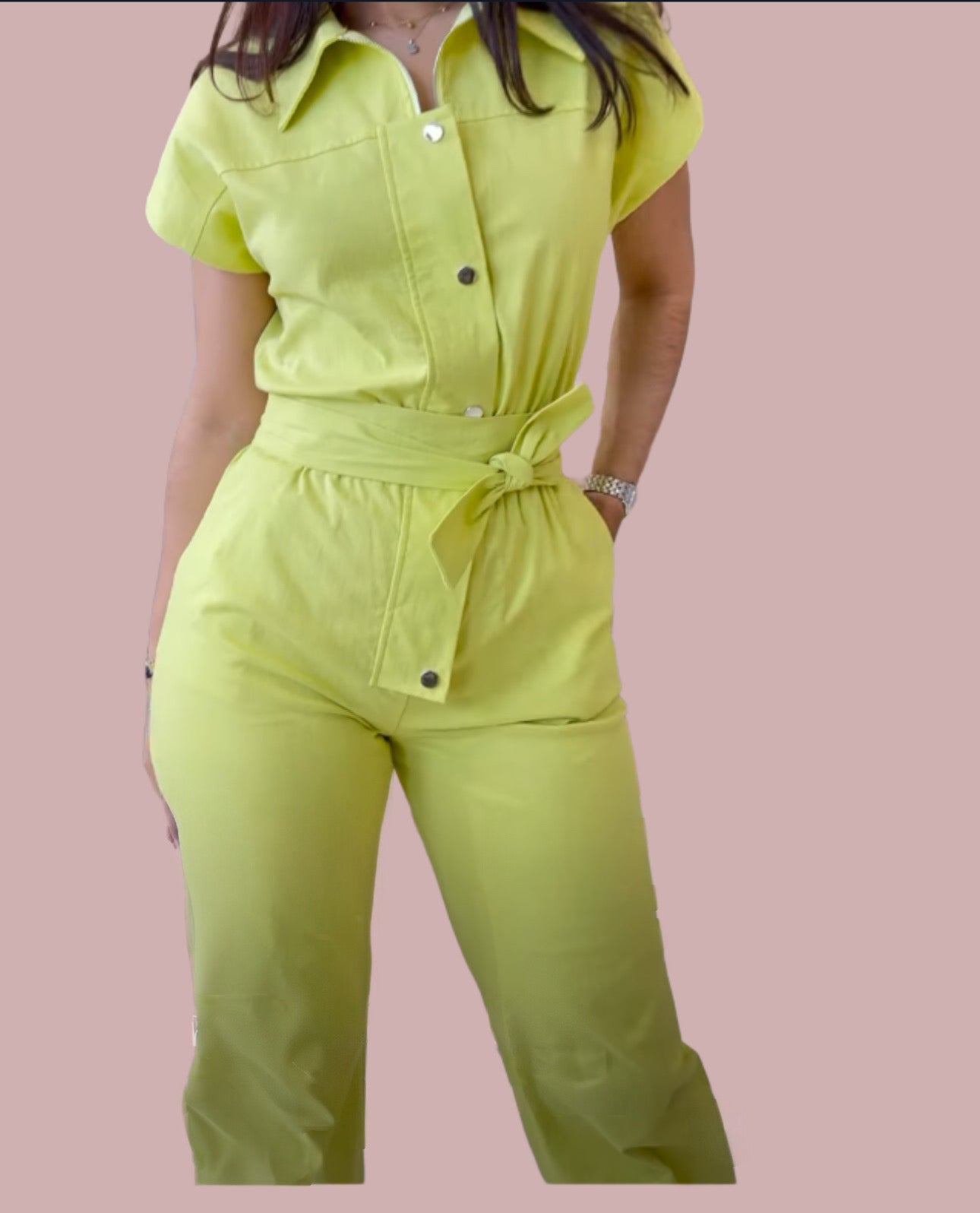 Nina Belted Linen Jumpsuit