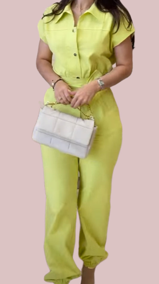 Nina Belted Linen Jumpsuit