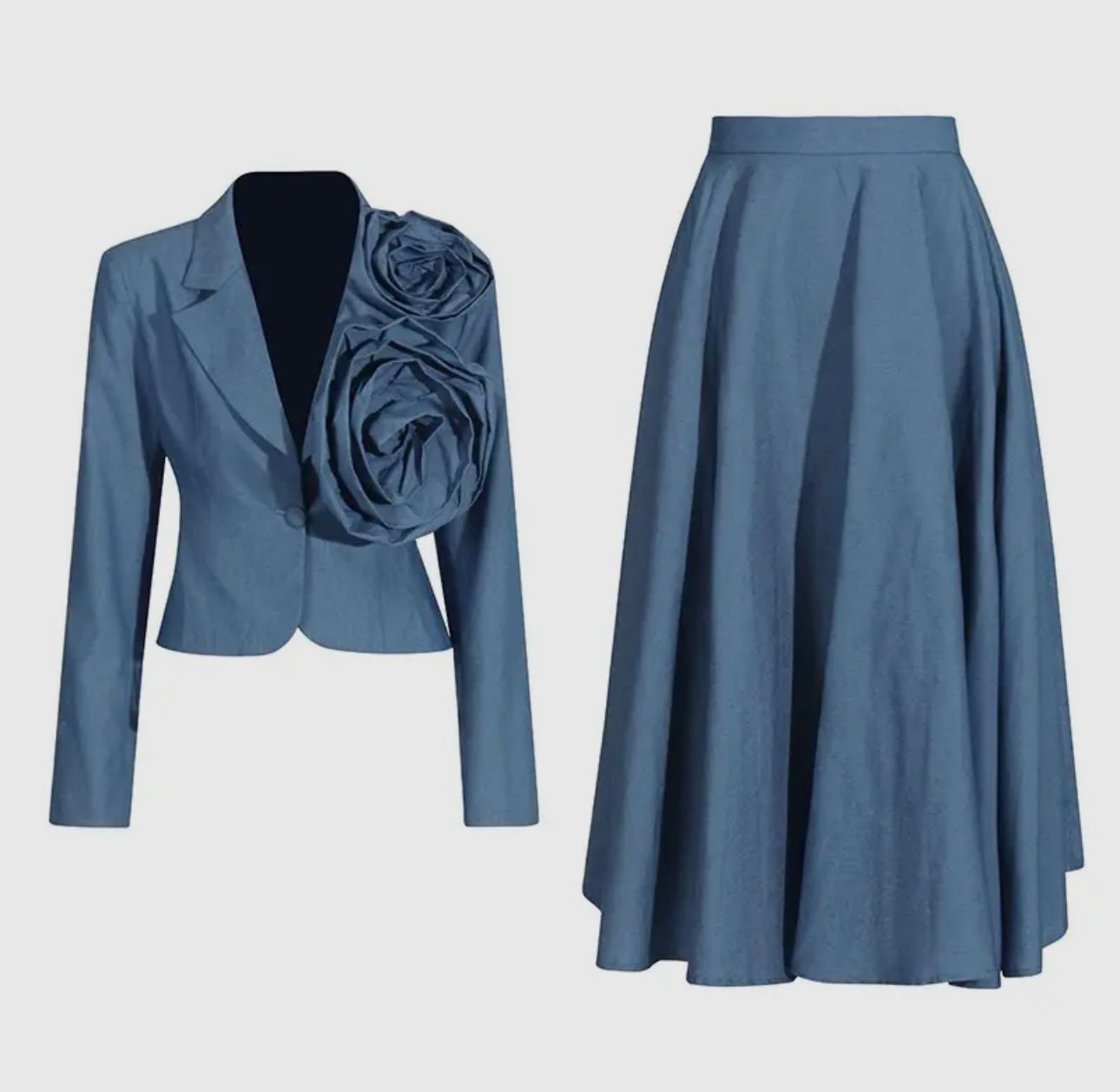 Conjunto de blazer y falda acampanada Flora
