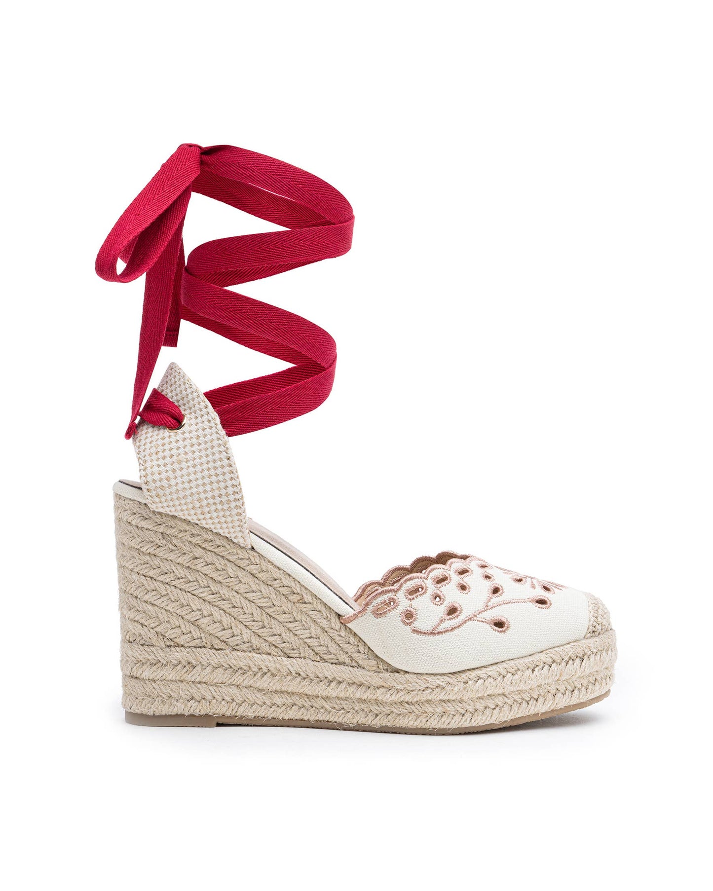 Floral Embroidery High Wedge Espadrille Sandals