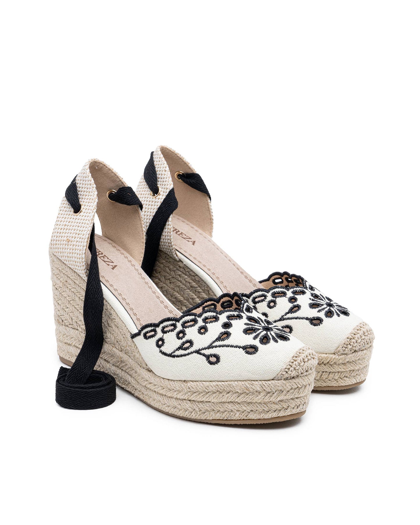 Floral Embroidery High Wedge Espadrille Sandals