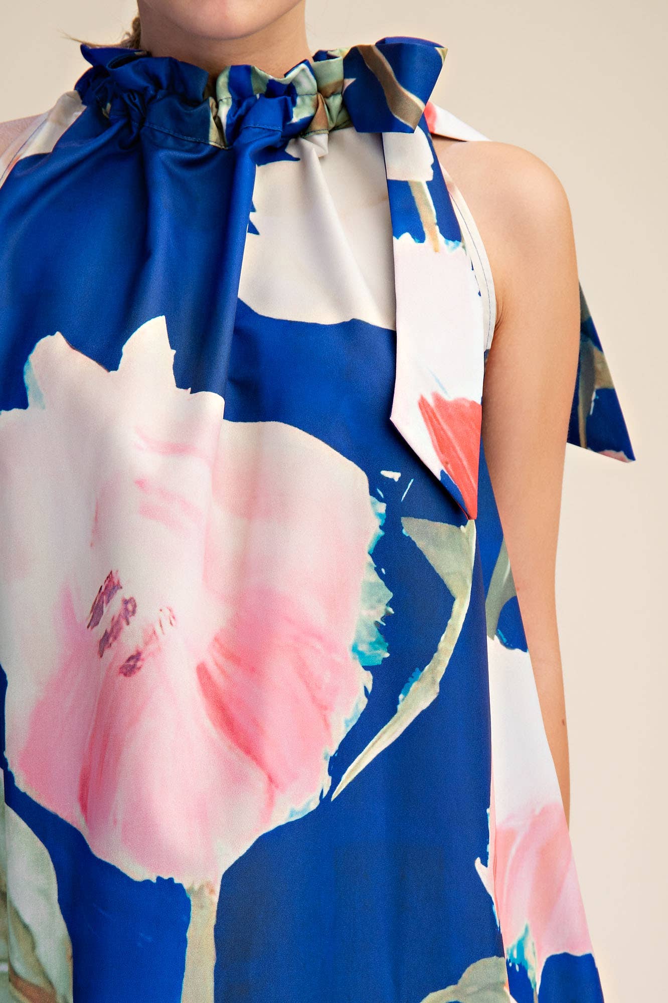 Flora Luxe Tie-Neck Mini Dress