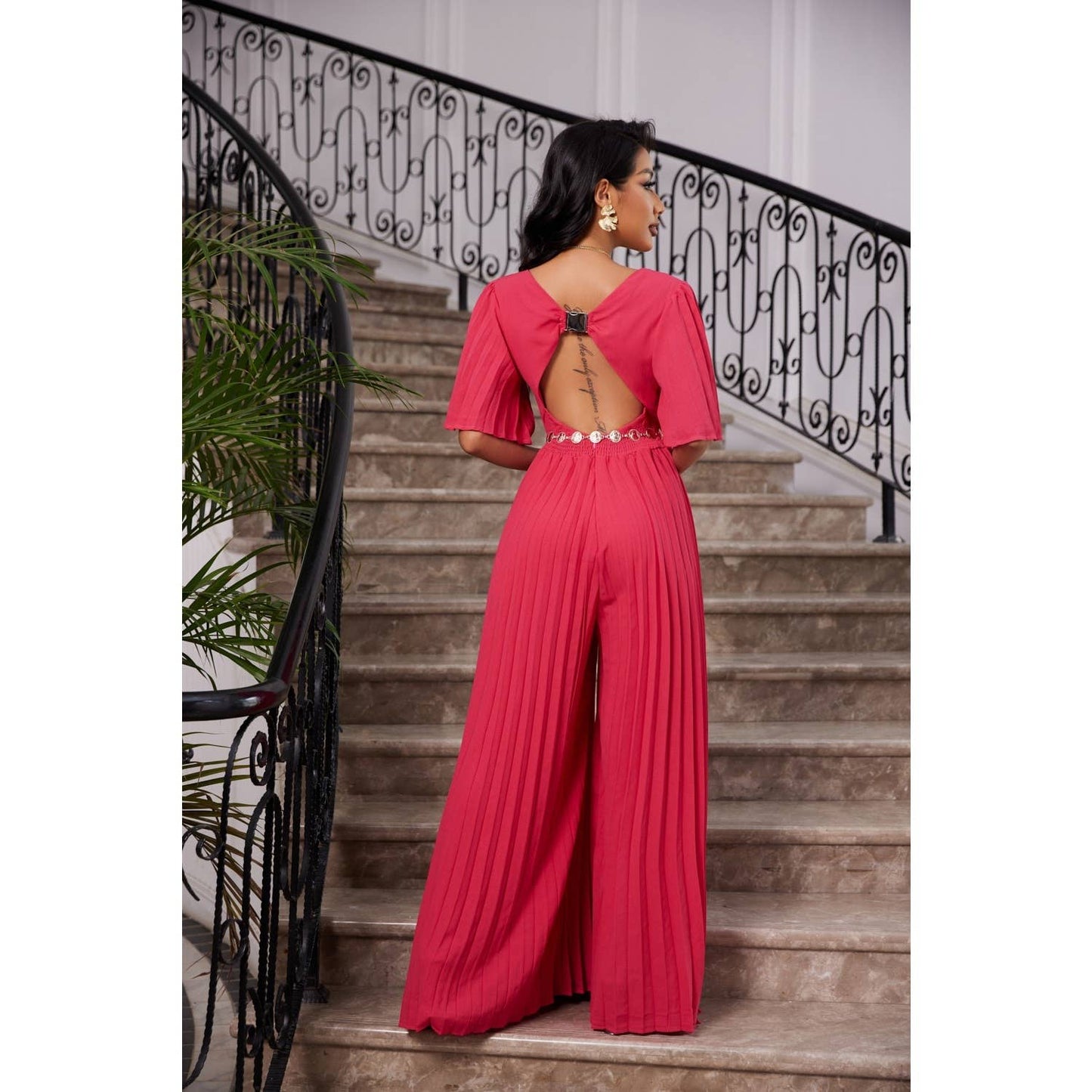 Valentina Pleated Wide-Leg Jumpsuit