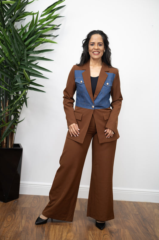 Denim Contrast Power Suit