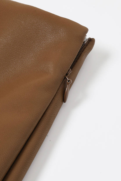 Faux Leather Pleated Midi Skirt