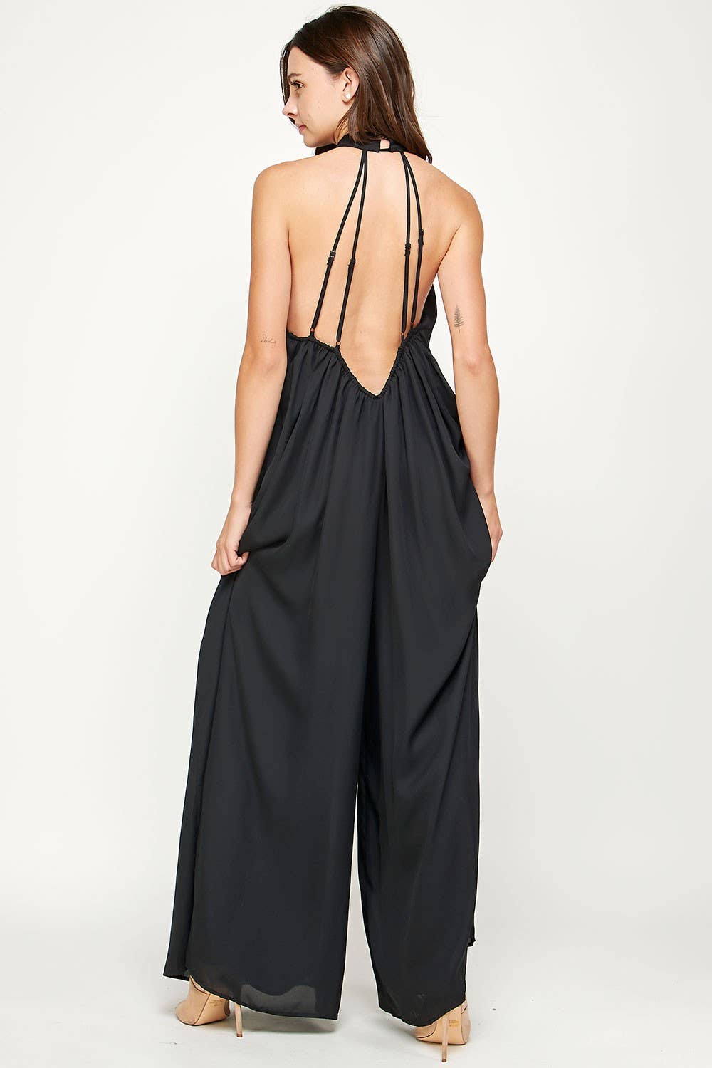 Halter Neck Flared Jumpsuit