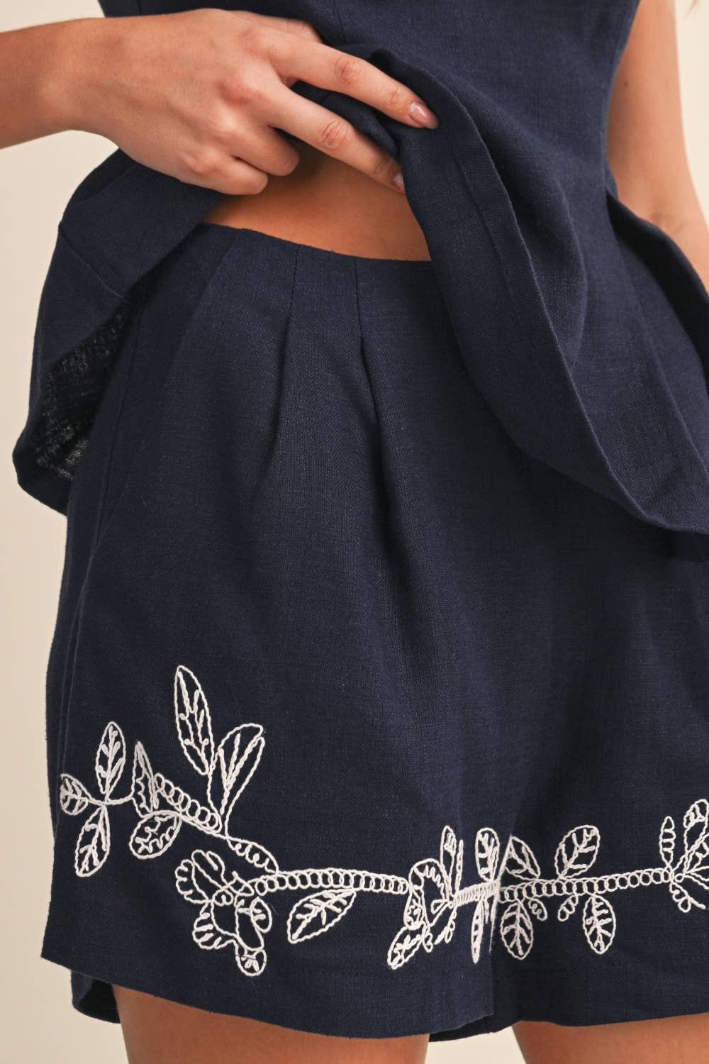 Valentina Embroidered shorts Set