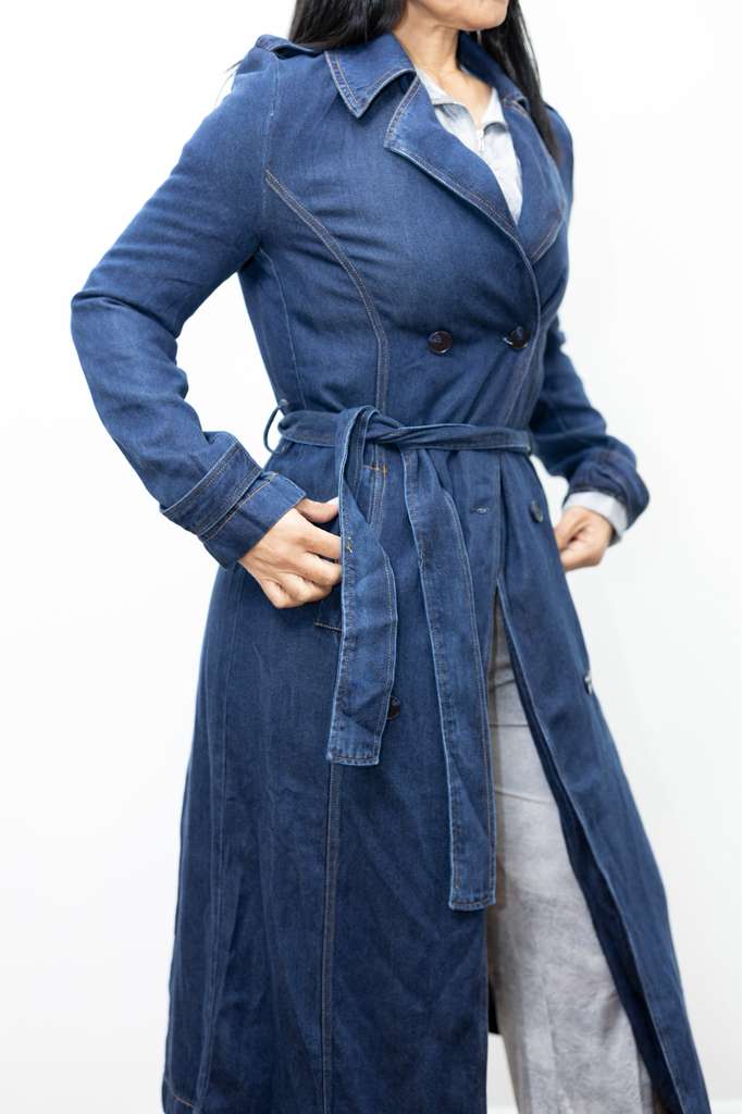 Power Denim Trench Coat