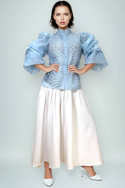 PUFF SLEEVE LACE BLOUSE