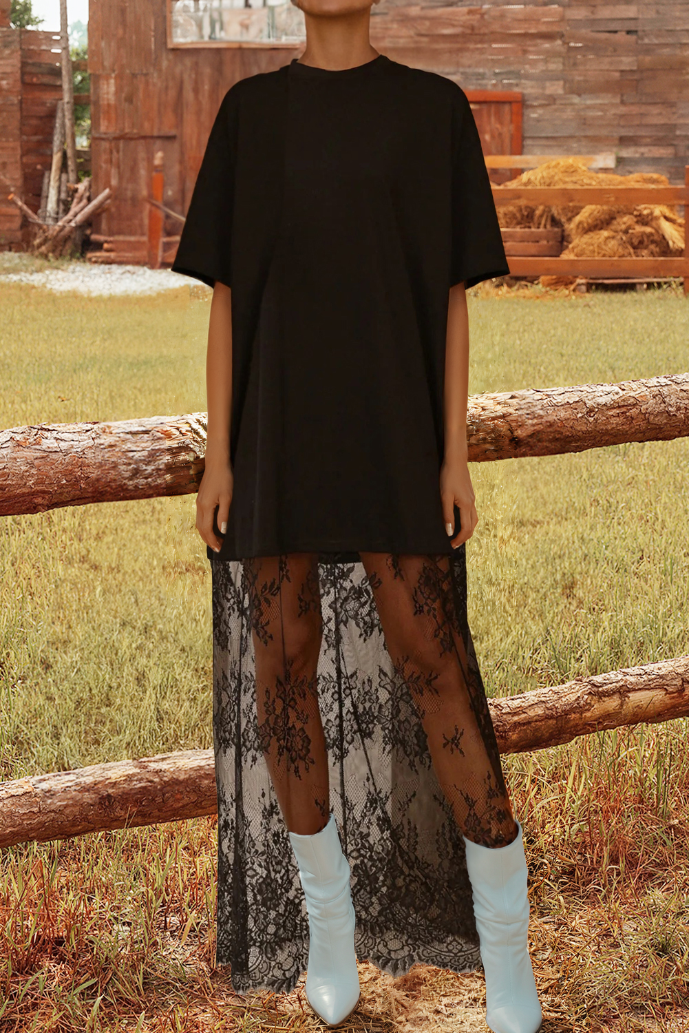 Spring 2026 High Waist Lace Sandalwood Long dress