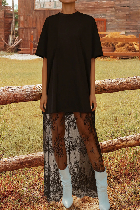 Spring 2026 High Waist Lace Sandalwood Long dress