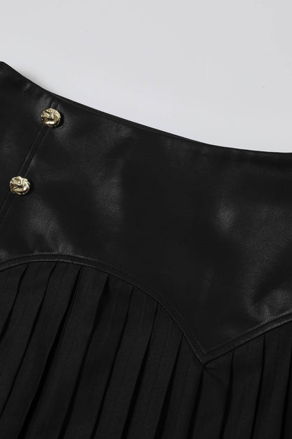Faux Leather Pleated Midi Skirt